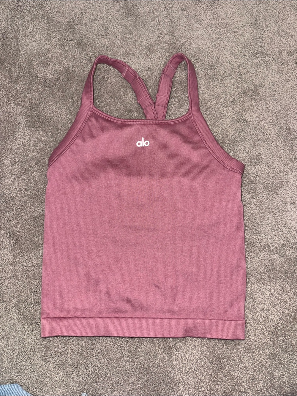 ALO Yoga Dusty Rose Ribbed Tank with Strappy Back